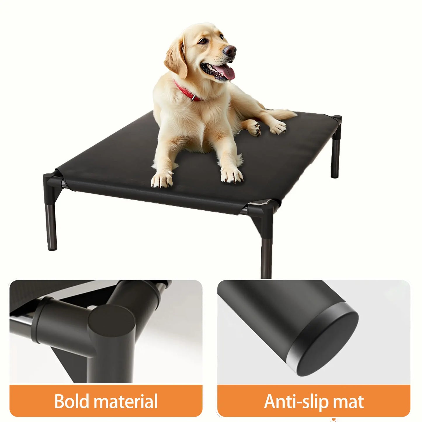 Suitable for Medium and Large Dogs;Breathable Elevated Dog Bed, Portable Elevated Pet Hammock with Breathable Mesh Fabric and a Durable Frame; Outdoor Pet Accessory Mat with Washable Mesh and Metal Frame;Premium Installation for Summer Ambiance