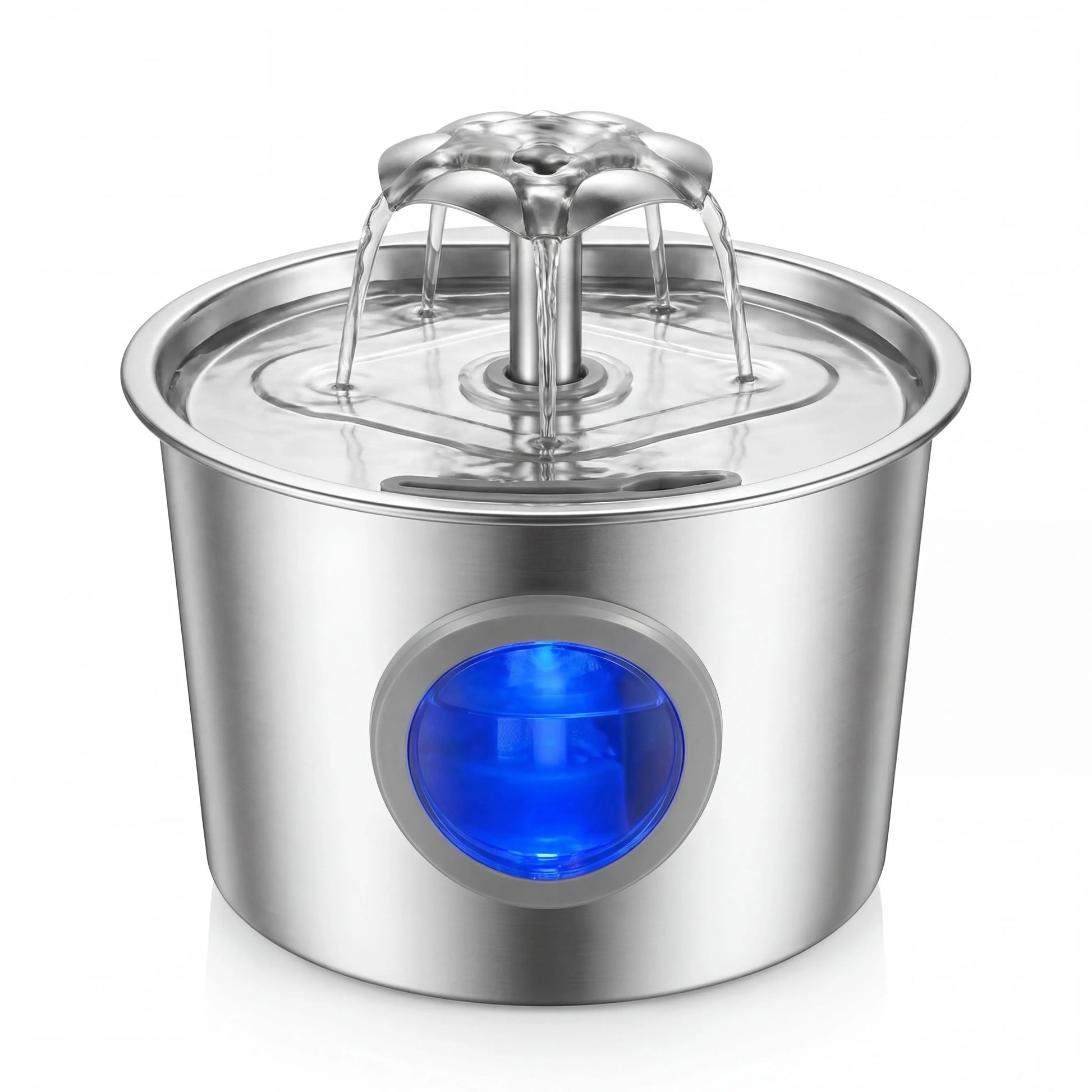 Premium 2.2L Super Silent Stainless Steel Cat Water Dispenser with LED Night Light, Six-Layer Filtration System, Automatic Gravity Feed, and Leak-Proof Design - Effortless Installation and Maintenance