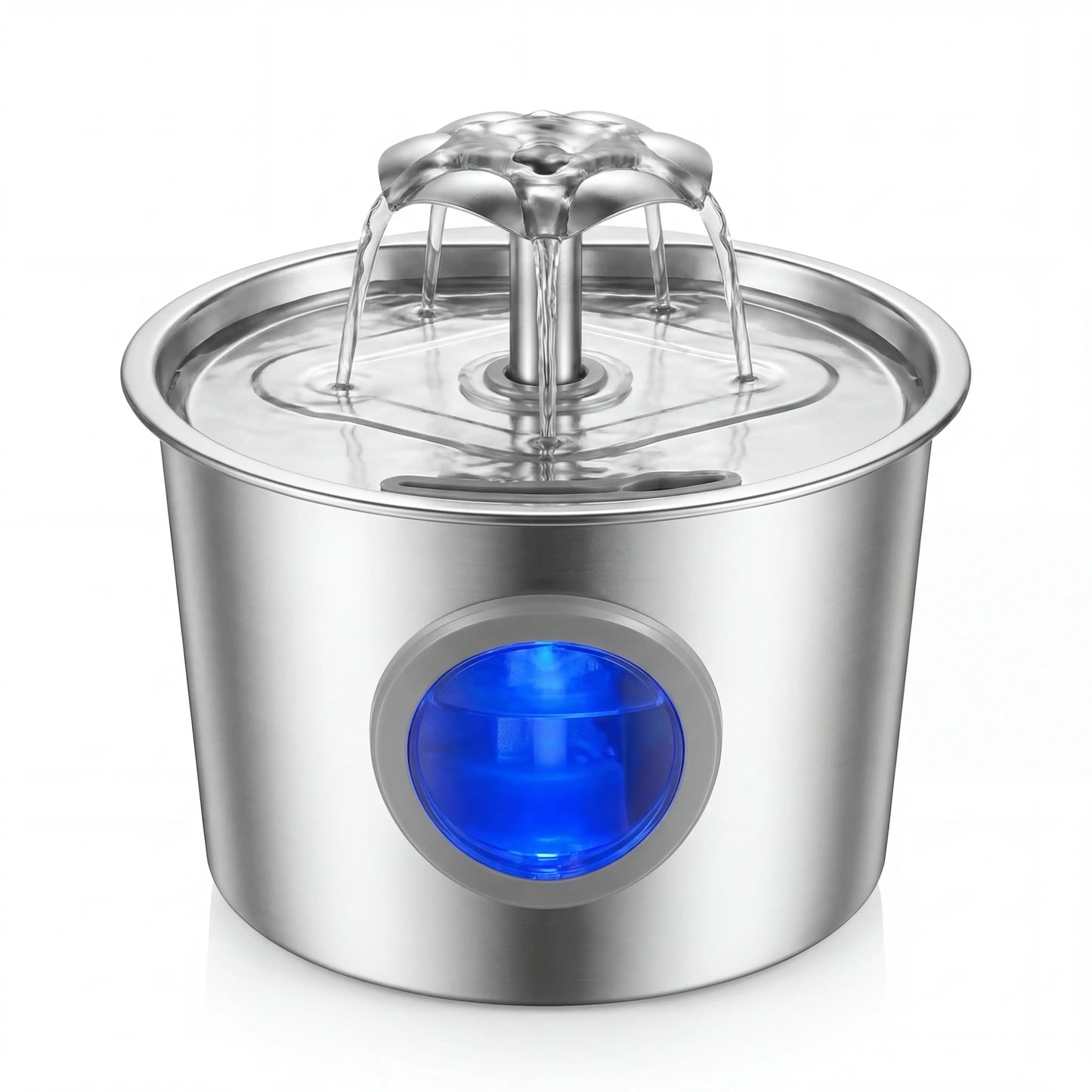 Premium 2.2L Super Silent Stainless Steel Cat Water Dispenser with LED Night Light, 6-Layer Filtration, Automatic Gravity Supply, and Leak-Proof Design - Easy to Install and Clean