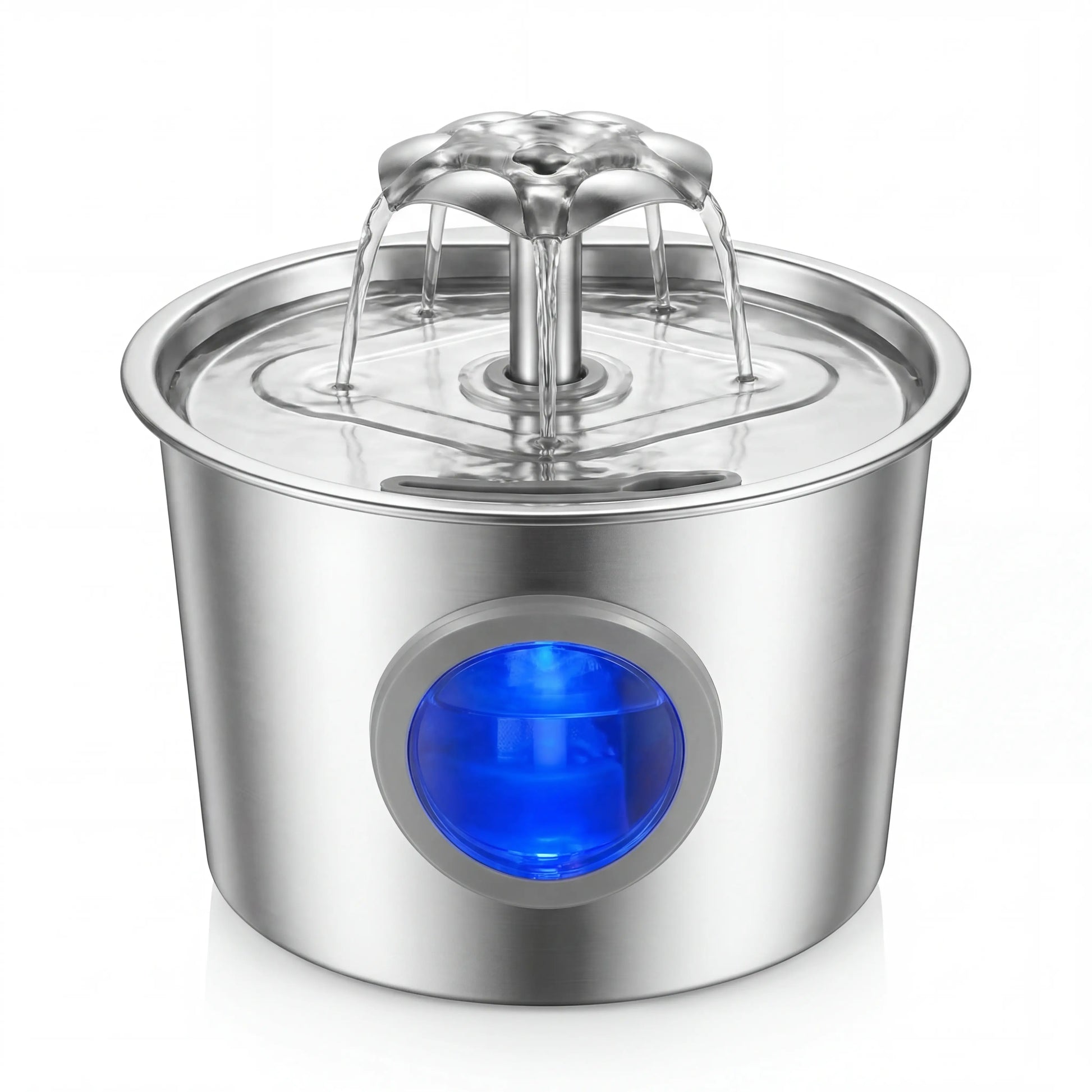 Premium 2.2L Super Silent Stainless Steel Cat Water Dispenser with LED Night Light, 6-Layer Filtration, Automatic Gravity Supply, and Leak-Proof Design - Easy to Install and Clean